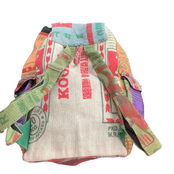 Burlap Colorful Backpack Made in Nepal - New - Picture 1 of 5
